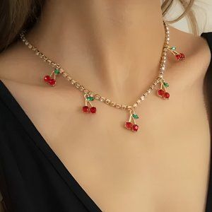 Crystal Studded Cherry Necklace